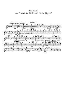 Partition flûte 1, 2, Kol Nidrei, Kol Nidrei (Stimme des Gelübdes), Adagio for Cello and Orchestra