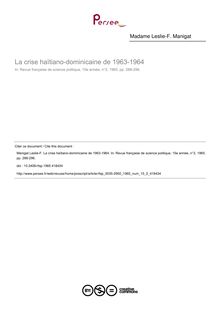 La crise haïtiano-dominicaine de 1963-1964 - article ; n°2 ; vol.15, pg 288-296