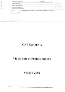 Vie sociale et professionnelle (VSP) 2002 CAP Chaussure