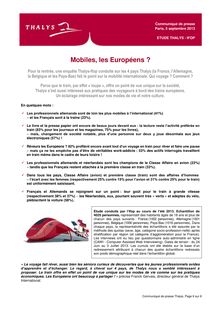 Etude Thalys IFOP : Mobiles, les Européens ?