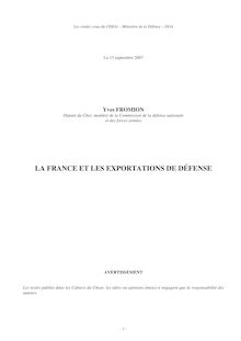 Restitution - LA FRANCE ET LES EXPORTATIONS DE DÉFENSE