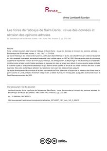 Les foires de l abbaye de Saint-Denis ; revue des données et révision des opinions admises - article ; n°2 ; vol.145, pg 273-338