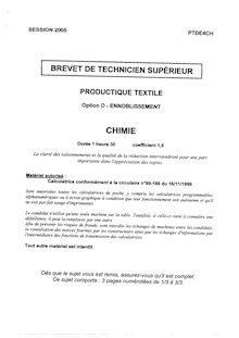 Chimie 2005 Ennoblissement BTS Productique - textile