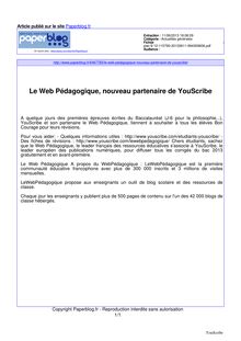 Le Web Pédagogique, nouveau partenaire de YouScribe