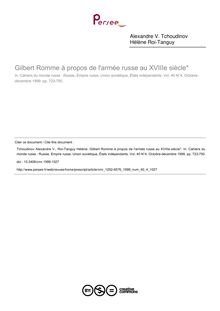 Gilbert Romme à propos de l armée russe au XVIIIe siècle* - article ; n°4 ; vol.40, pg 723-750
