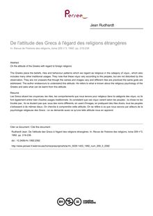 De l attitude des Grecs à l égard des religions étrangères - article ; n°3 ; vol.209, pg 219-238