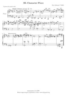 Partition , Character piece, 3 Piano pièces, Sonata, F♯ major, Schissel, Eric