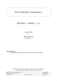 Btsesth 2006 physique chimie