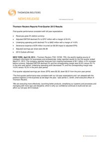 Thomson Reuters Reports First-Quarter 2013 Results