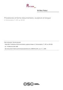 Procédures et forme documentaire, sculpture et langue - article ; n°1 ; vol.71, pg 283-306