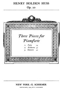 Partition Cover Page, 3 pièces pour Pianoforte, Op.20, A major, D major, F major