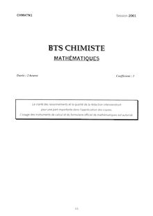 Mathématiques 2001 BTS Chimiste