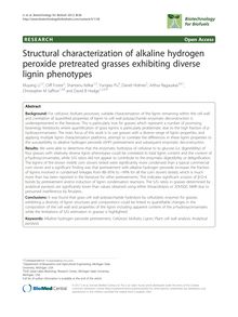 Structural characterization of alkaline hydrogen peroxide pretreated grasses exhibiting diverse lignin phenotypes