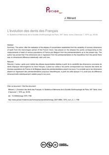 L évolution des dents des Français - article ; n°1 ; vol.2, pg 45-59