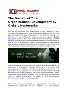 The Domain of Total Organizational Development by Oleksiy Nesterenko