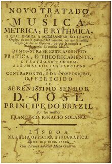 Partition Complete Book, Novo tratado de musica metrica, e rythmica par Francisco Inácio Solano