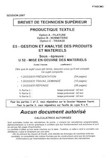 Mise en oeuvre des matériels 2007 Bonneterie BTS Productique - textile