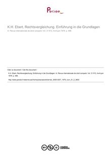 K.H. Ebert, Rechtsvergleichung. Einfùhrung in die Grundlagen - note biblio ; n°2 ; vol.31, pg 466-466