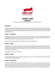 UNSER LAND - Statuts -