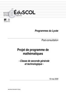 Projet de programme de mathématiques post-consultation du 19 mai 2009