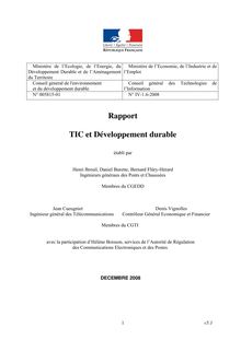 Rapport TIC et Développement durable