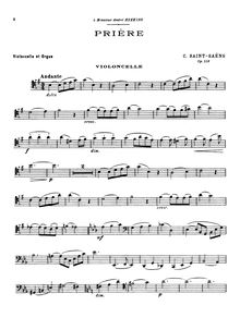 Partition complète & , partie, Prière, Op.158, Saint-Saëns, Camille