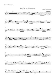 Partition parties complètes, Fugue en D minor, Kellner, Johann Peter par Johann Peter Kellner