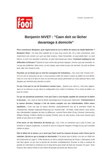 Benjamin NIVET : "Caen doit se lâcher davantage à domicile"