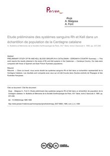 Etude préliminaire des systèmes sanguins Rh et Kell dans un échantillon de population de la Cerdagne catalane - article ; n°4 ; vol.2, pg 237-246