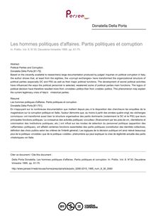 Les hommes politiques d affaires. Partis politiques et corruption - article ; n°30 ; vol.8, pg 61-75
