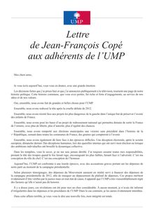Lettre de Jean-François Copé aux adhérents de l UMP