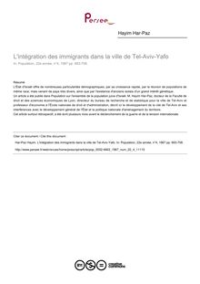 L intégration des immigrants dans la ville de Tel-Aviv-Yafo - article ; n°4 ; vol.22, pg 693-708