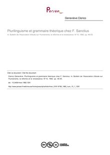 Plurilinguisme et grammaire théorique chez F. Sanctius - article ; n°1 ; vol.15, pg 46-55