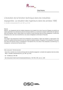 L évolution de la fonction technique dans les industries espagnoles. La situation des ingénieurs dans les années 1980 - article ; n°1 ; vol.6, pg 81-92