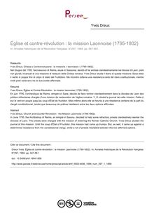 Église et contre-révolution : la mission Laonnoise (1795-1802) - article ; n°1 ; vol.297, pg 547-561