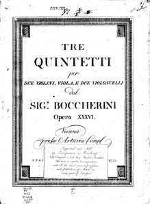 Partition violon 1, 6 corde quintettes, G.295-300 (Op.25), Boccherini, Luigi