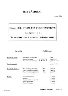 Elaboration de solutions constructives 2000 BTS Bâtiment