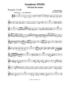 Partition trompette 3, Symphony No.29, B♭ major, Rondeau, Michel par Michel Rondeau