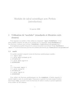 Modules de calcul scientiﬁque avec Python