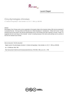 Cinq étymologies chinoises - article ; n°1 ; vol.23, pg 299-308
