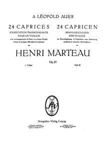 Partition Cover, 24 Caprices pour violon et Piano, Marteau, Henri