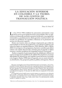 La educación superior en Colombia y la teoría de los costos de transacción política (Higher education in Colombia and the political transaction costs theory)