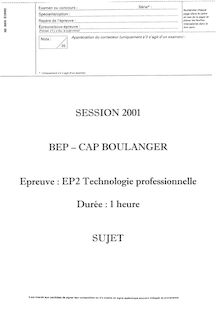 Technologie professionnelle 2001 CAP Boulanger