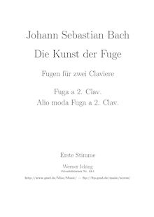 Partition Clavier 1 , partie, pour Art of pour Fugue, Die Kunst der Fuge
