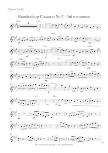Partition clarinette 2 (en B♭), Brandenburg Concerto No.4, G major