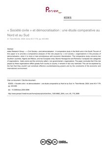 « Société civile » et démocratisation : une étude comparative au Nord et au Sud - article ; n°178 ; vol.45, pg 443-464