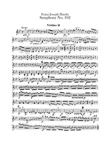 Partition violons II, Symphony No.102 en B♭ major, Sinfonia No.102