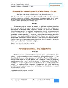 SINDROME DE PATTERSON: PRESENTACION DE UN CASO (PATTERSON SYNDROME: A CASE PRESENTATION).