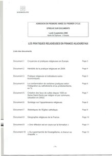 Epreuve sur documents 2006 Admission en première année IEP Paris - Sciences Po Paris