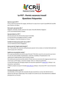 Le PVT - Permis vacances travail : Questions fréquentes